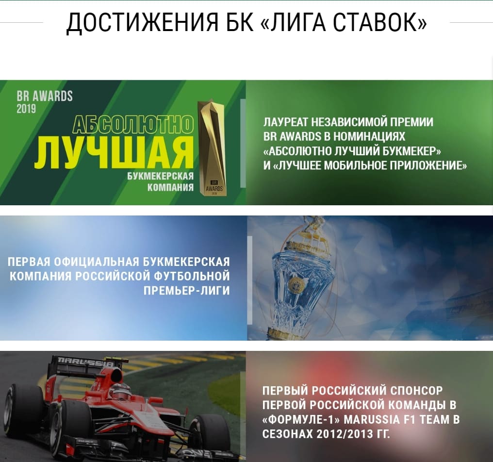 Достижения букмекерской компании Лига Ставок в России